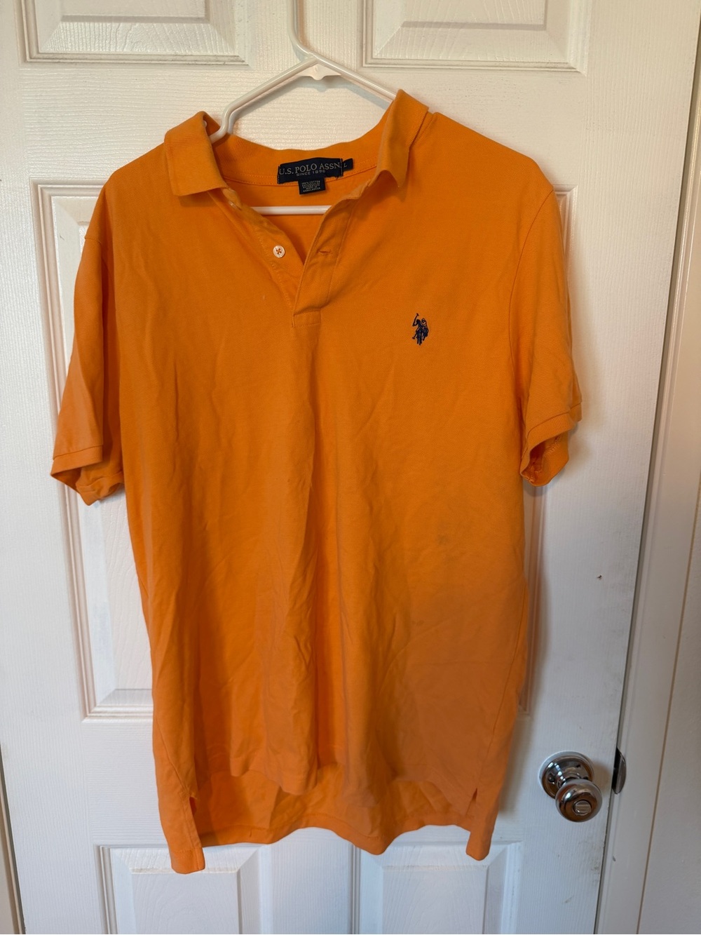 U.S. Polo Assn. Bright Orange Short-Sleeve Polo with Navy Logo